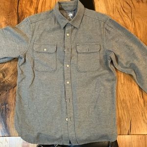 Mens north face, heather grey, size M, long sleeve button down shirt